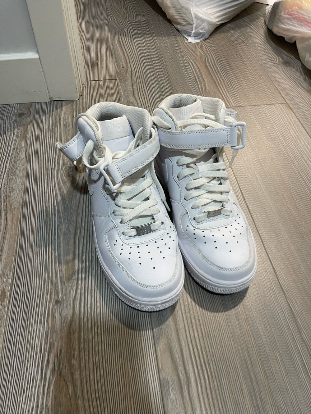 Woman White High-Top Sneakers with Ankle Strap